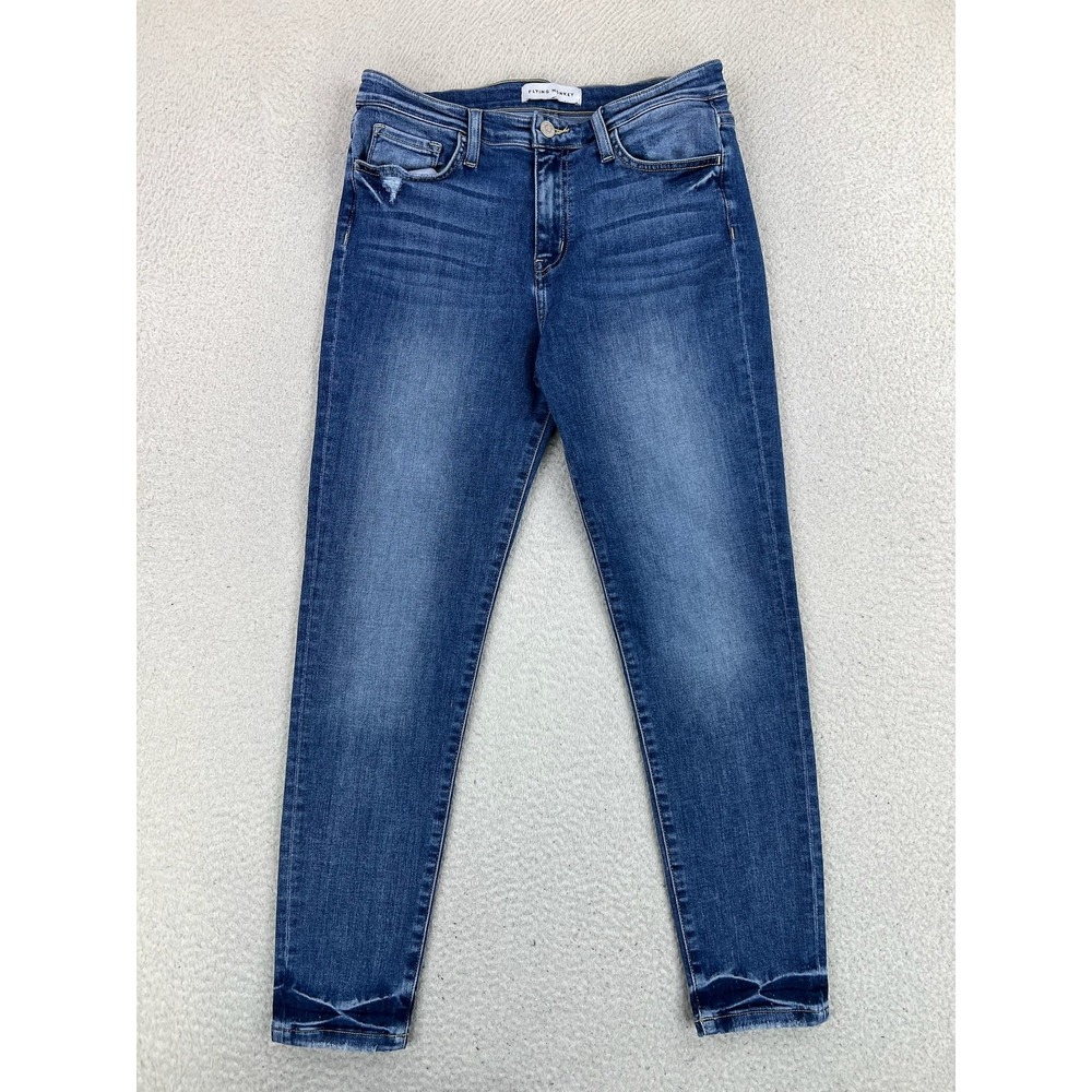 Flying Monkey Skinny Jeans Womens 28 Blue Med Wash Mid Rise Distressed Stretch